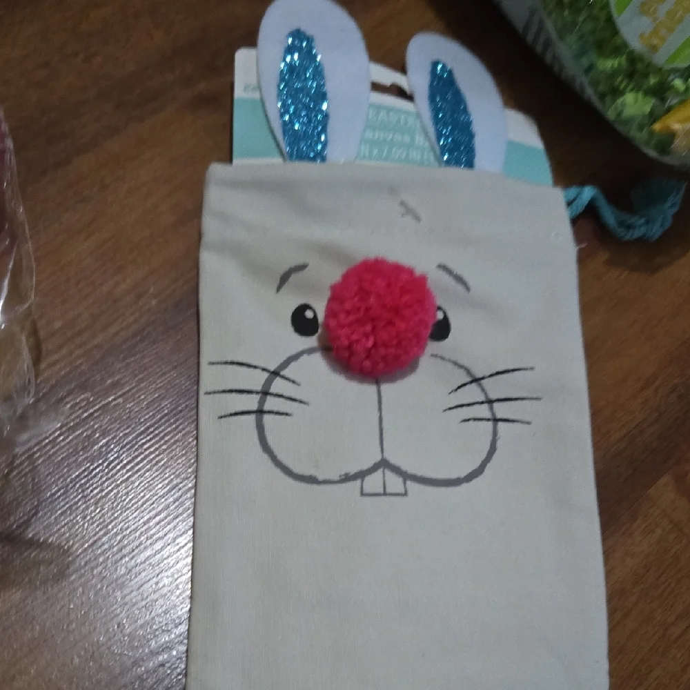 EASTER Celebrate It Pastel Egg Party Set  Bunny Treat Bag Green Shredded Filler